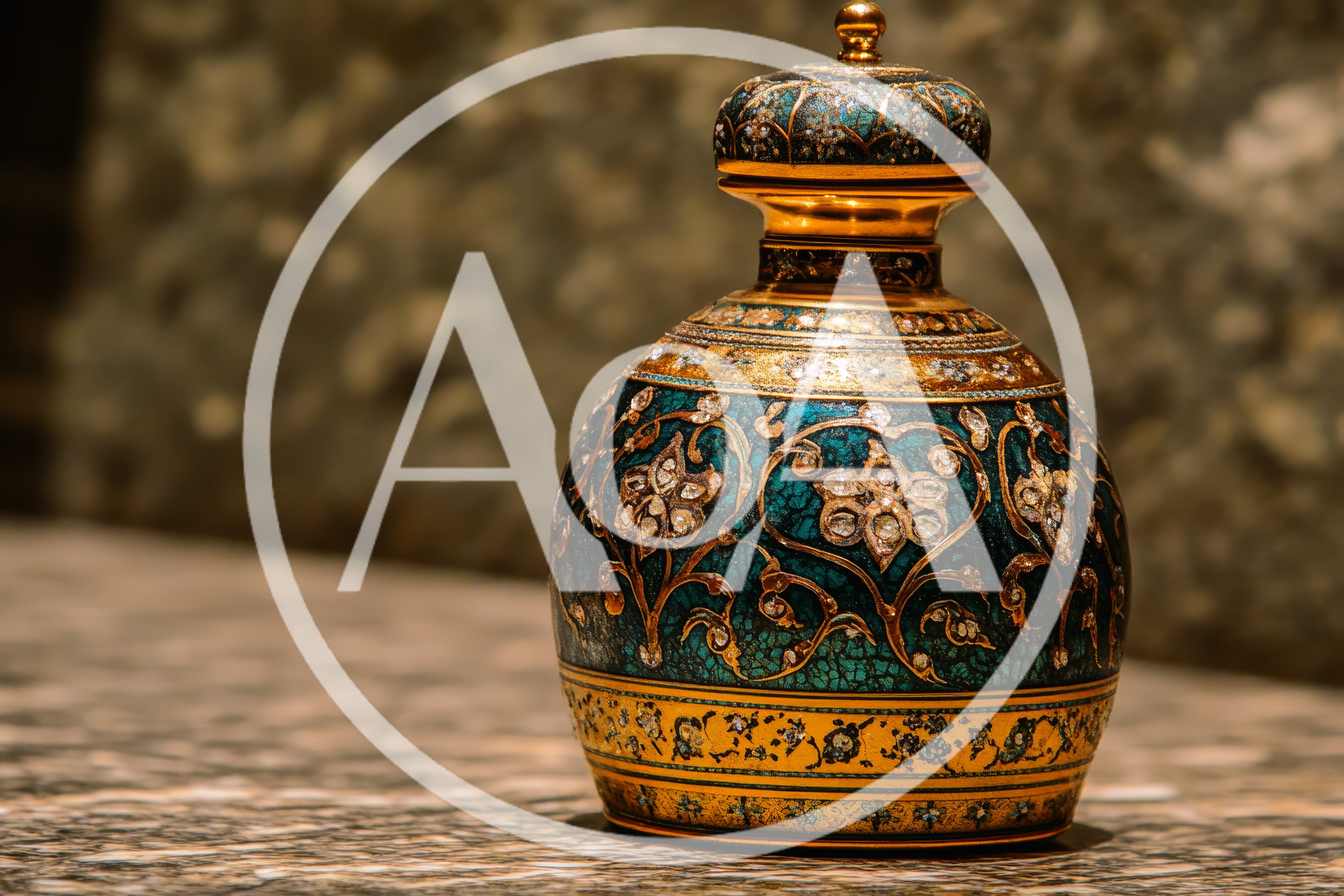 Ornate Antique Persian Style Decorative Metal Vase