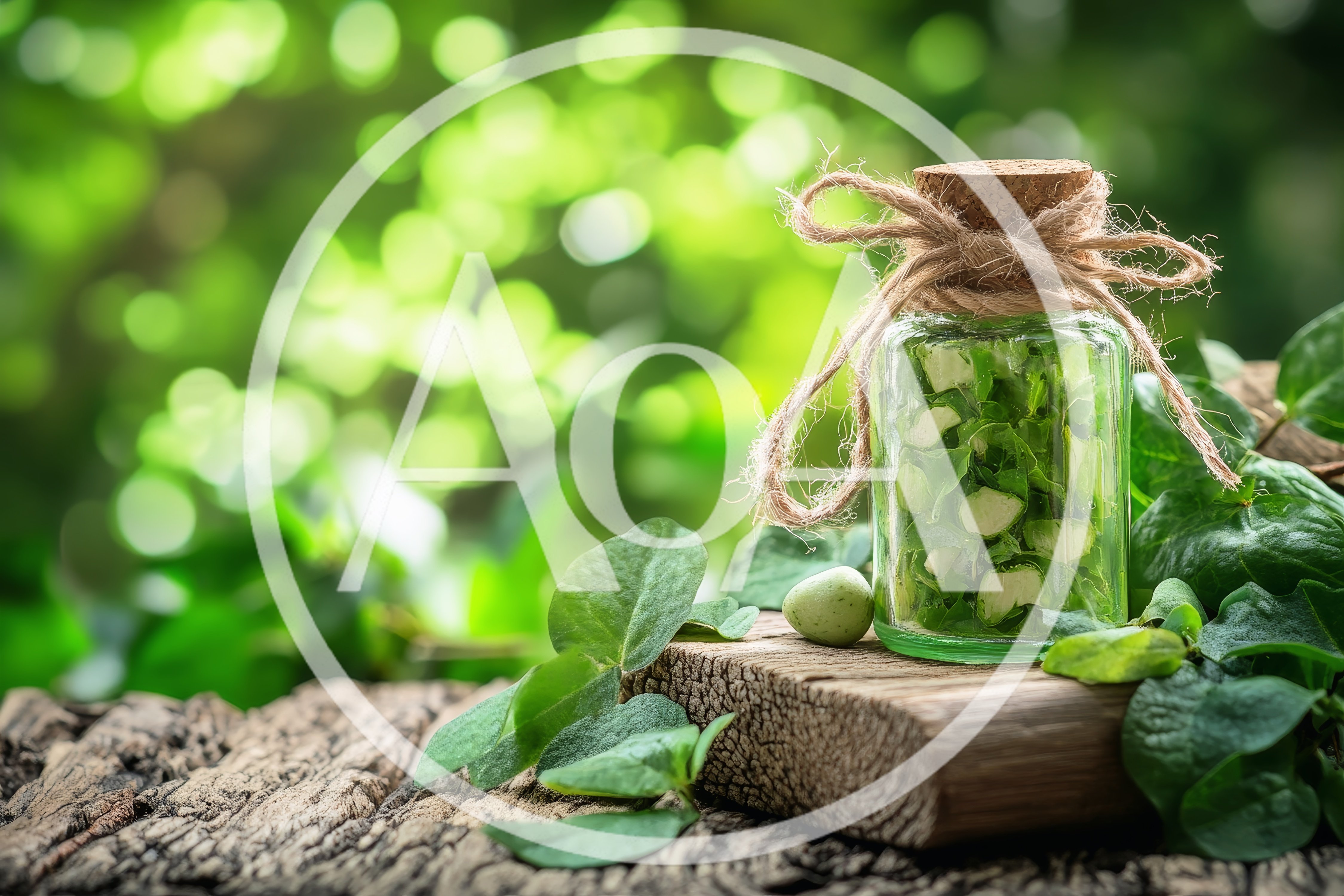 Glass Jar Filled With Fresh Green Herbs