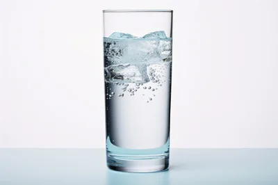 Glass Of Cold Water With Ice Cubes
