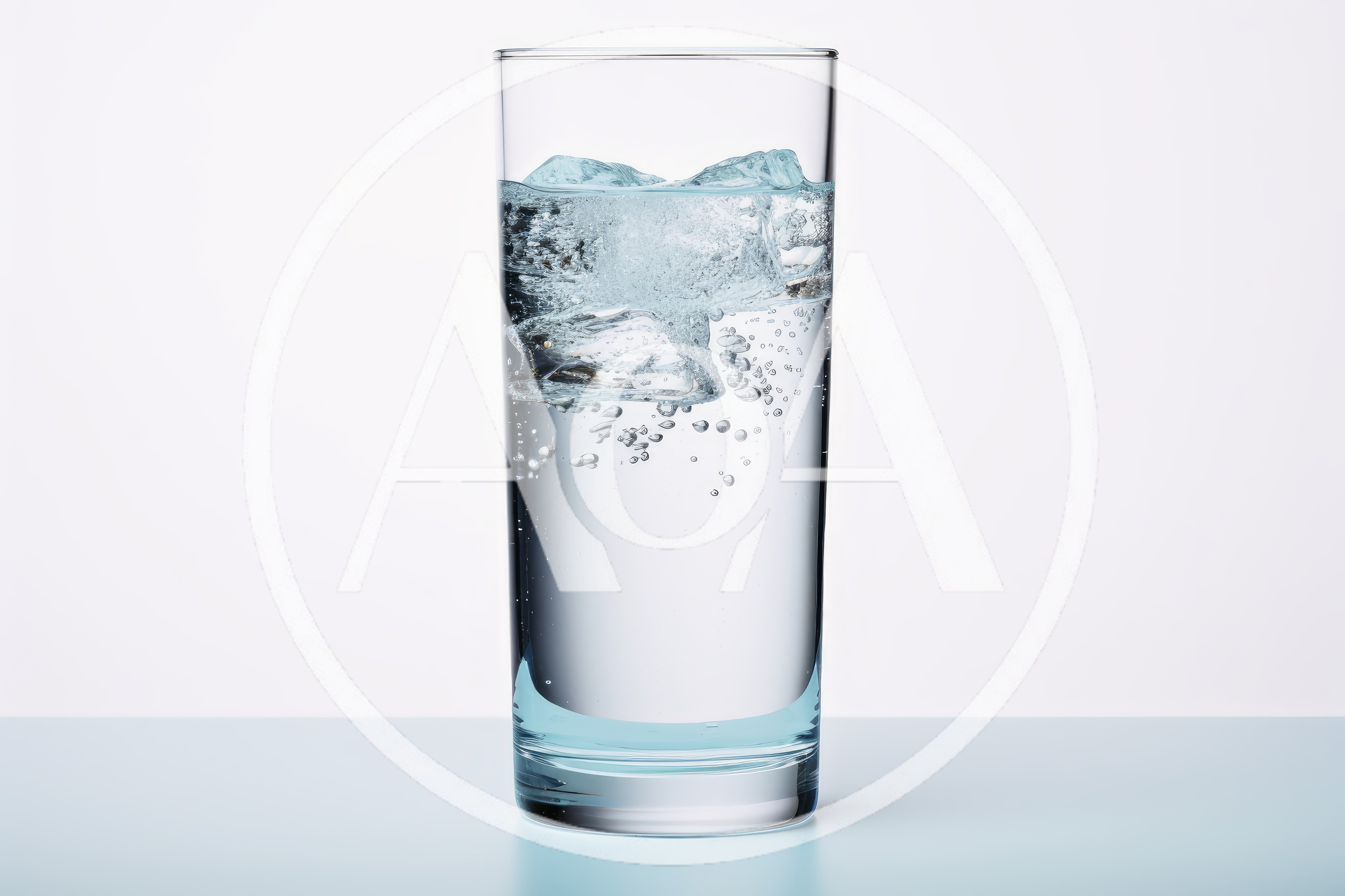 Glass Of Cold Water With Ice Cubes