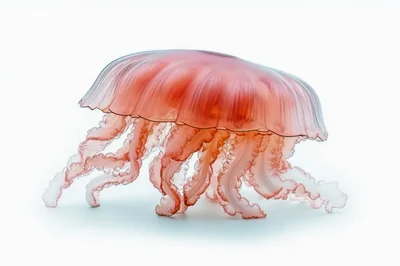 Pink Jellyfish Floating Against A Clean White Background