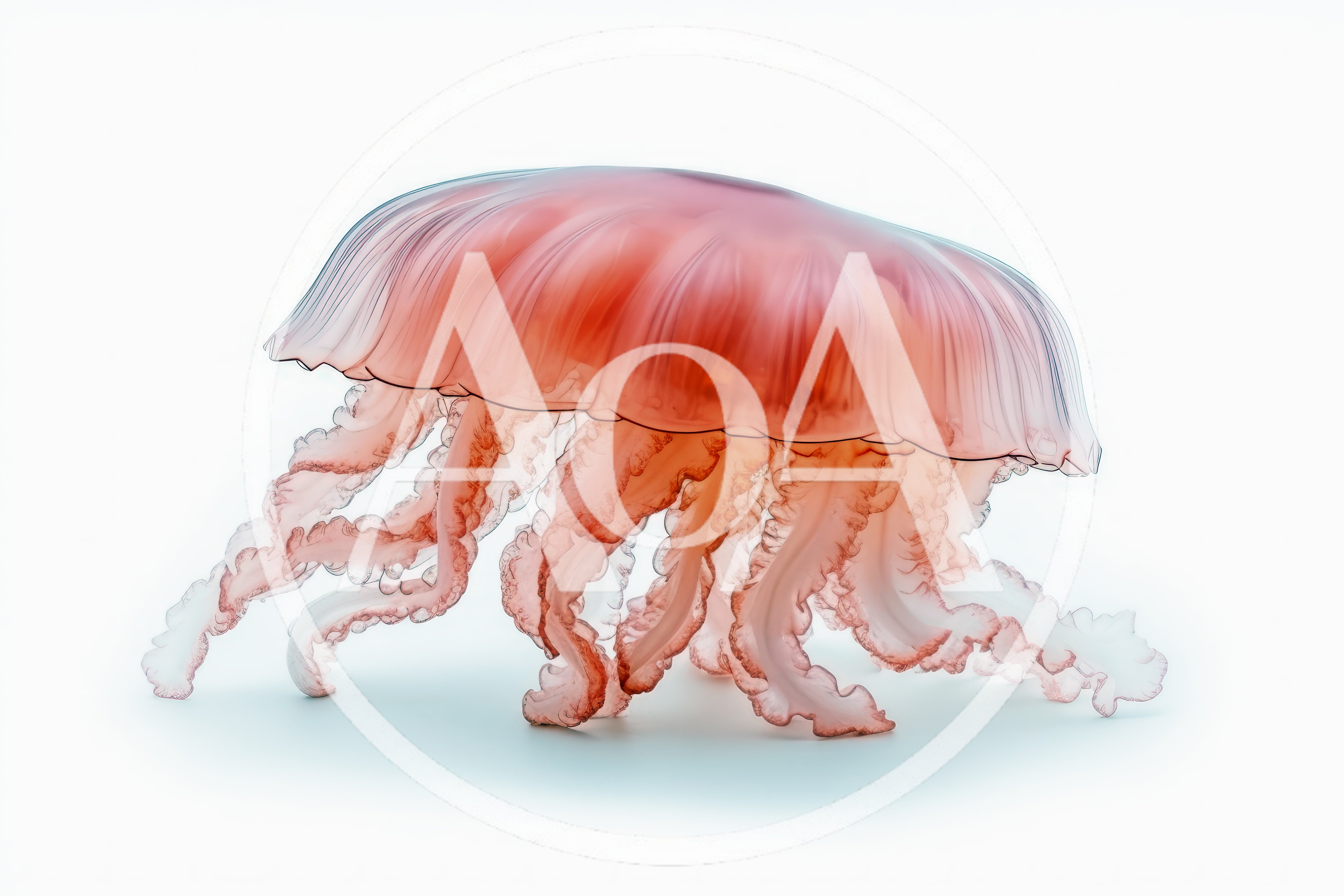 Pink Jellyfish Floating Against A Clean White Background