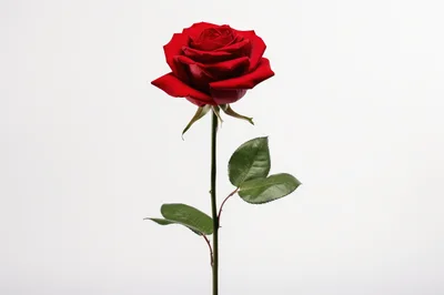 Single Red Rose Isolated On White Background