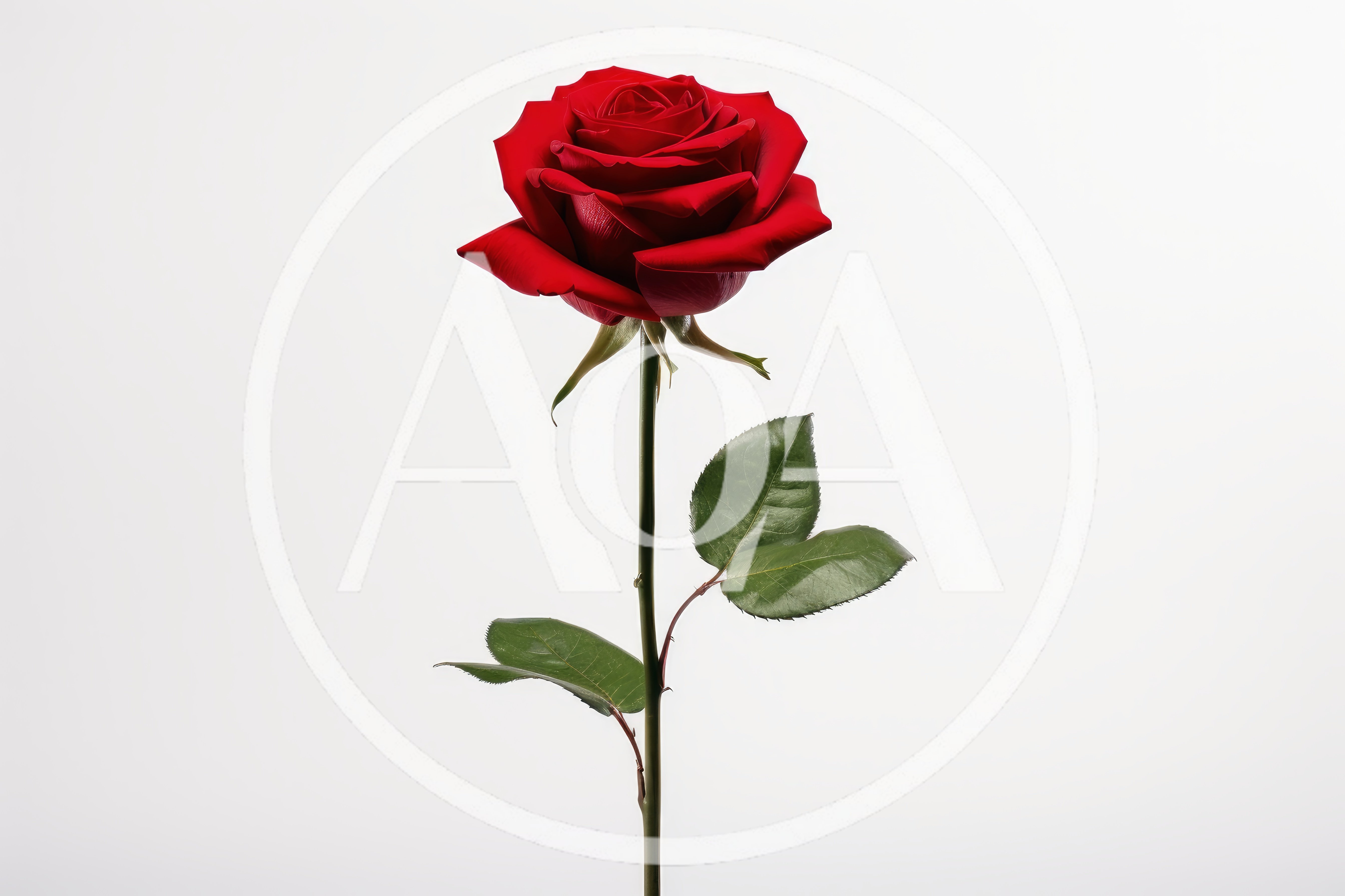 Single Red Rose Isolated On White Background