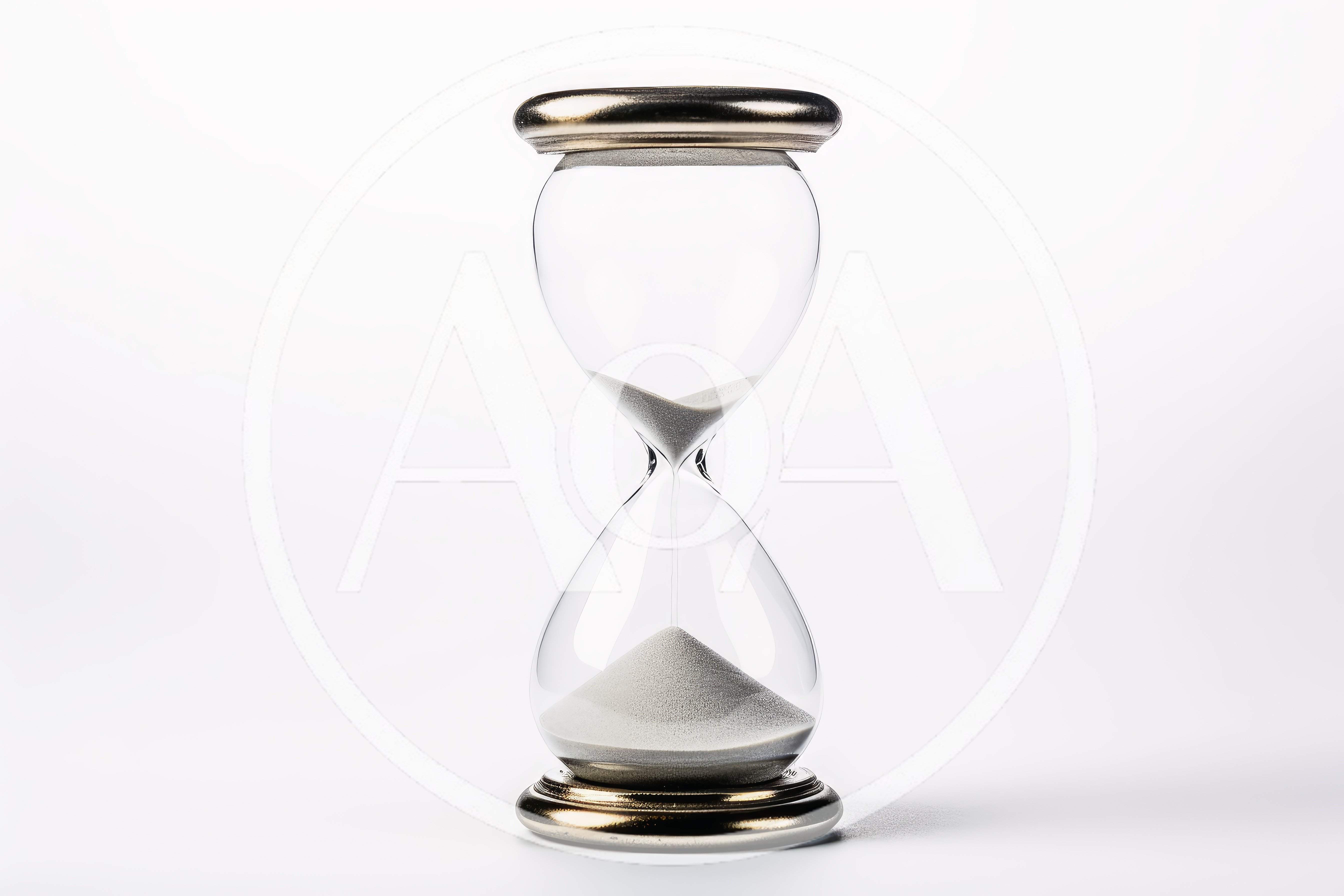 Classic Hourglass With White Sand On White Background