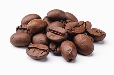 Roasted Coffee Beans Pile Isolated On White Background