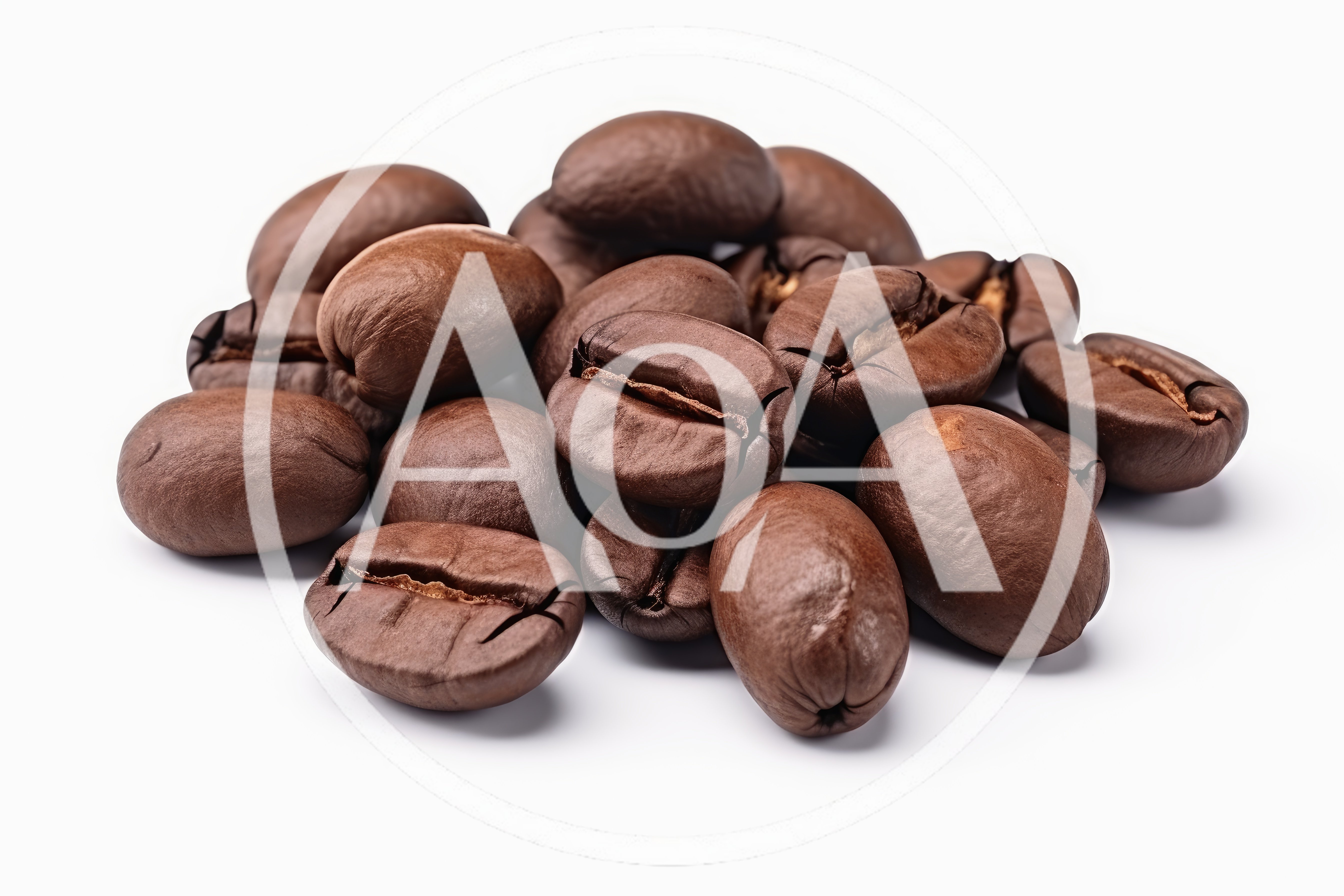 Roasted Coffee Beans Pile Isolated On White Background
