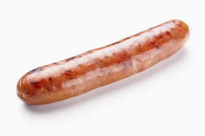 Single Grilled Sausage Isolated on White Background