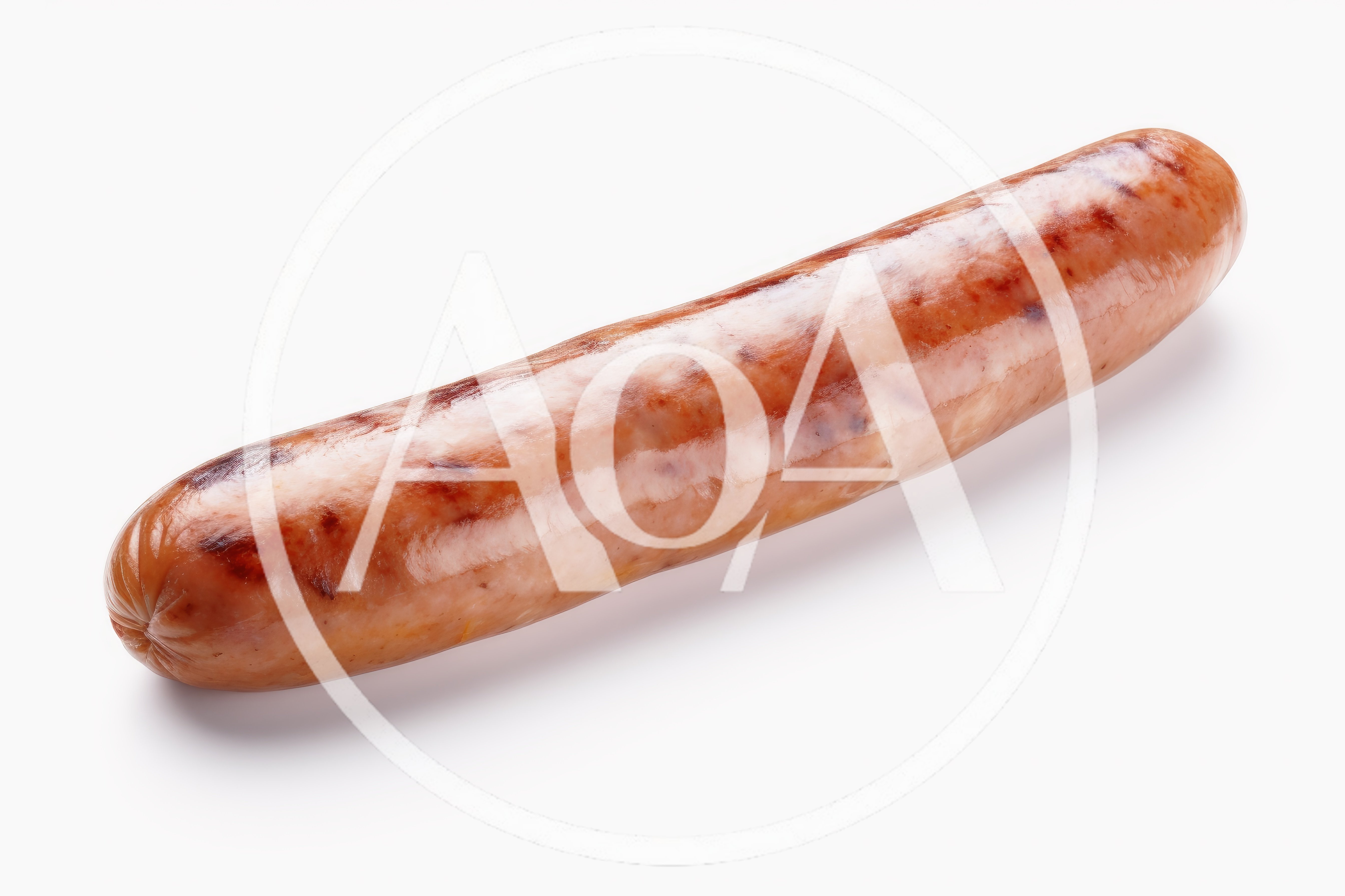 Single Grilled Sausage Isolated on White Background