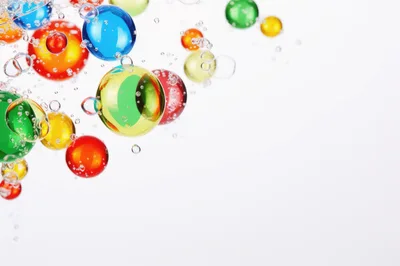 Abstract Floating Colorful Glass Spheres With Bubbles