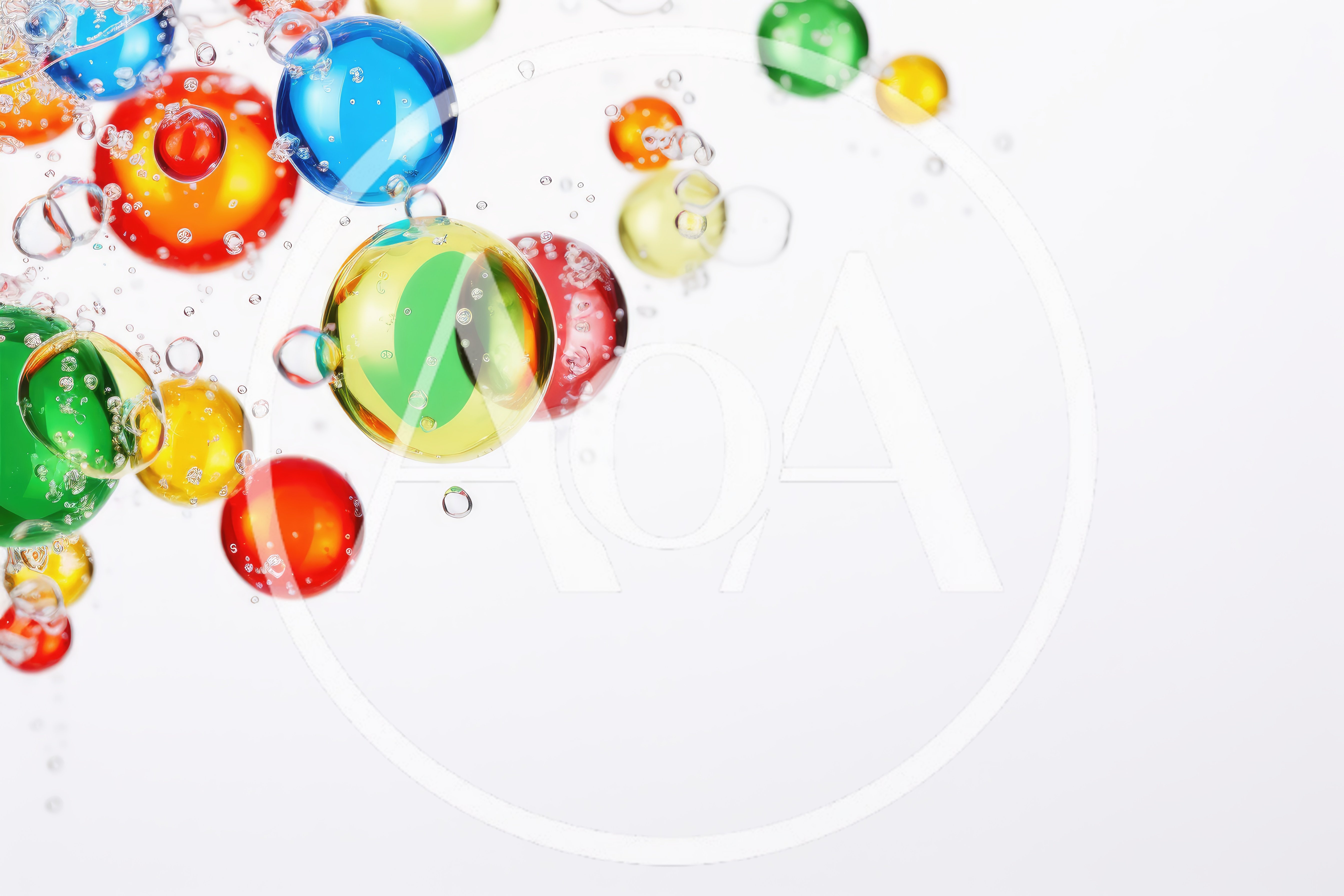 Abstract Floating Colorful Glass Spheres With Bubbles