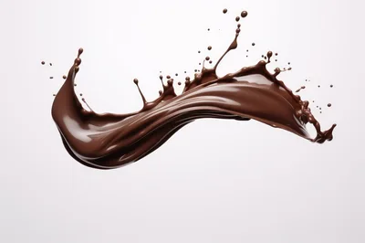 Dynamic Liquid Chocolate Splash On White Background