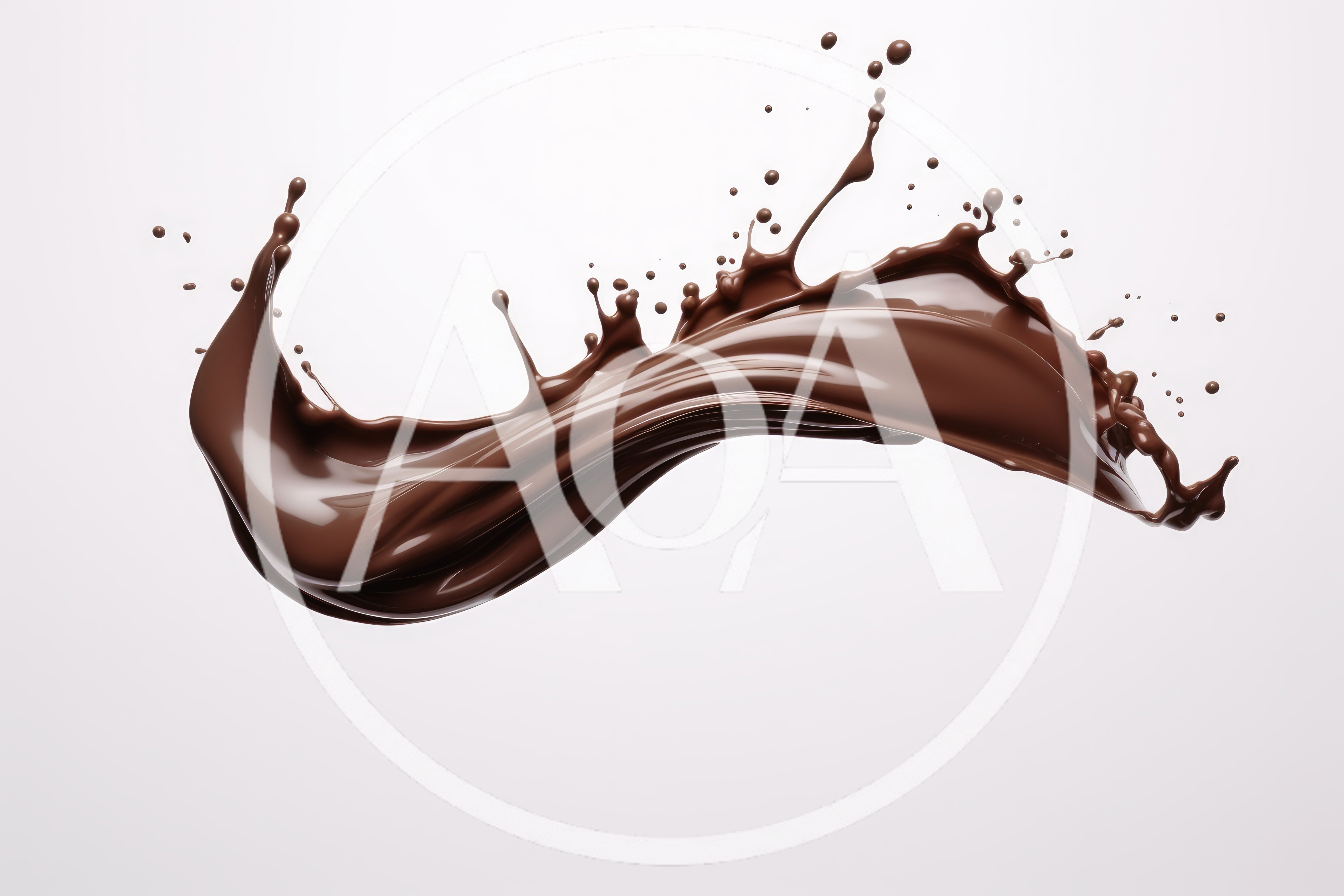 Dynamic Liquid Chocolate Splash On White Background