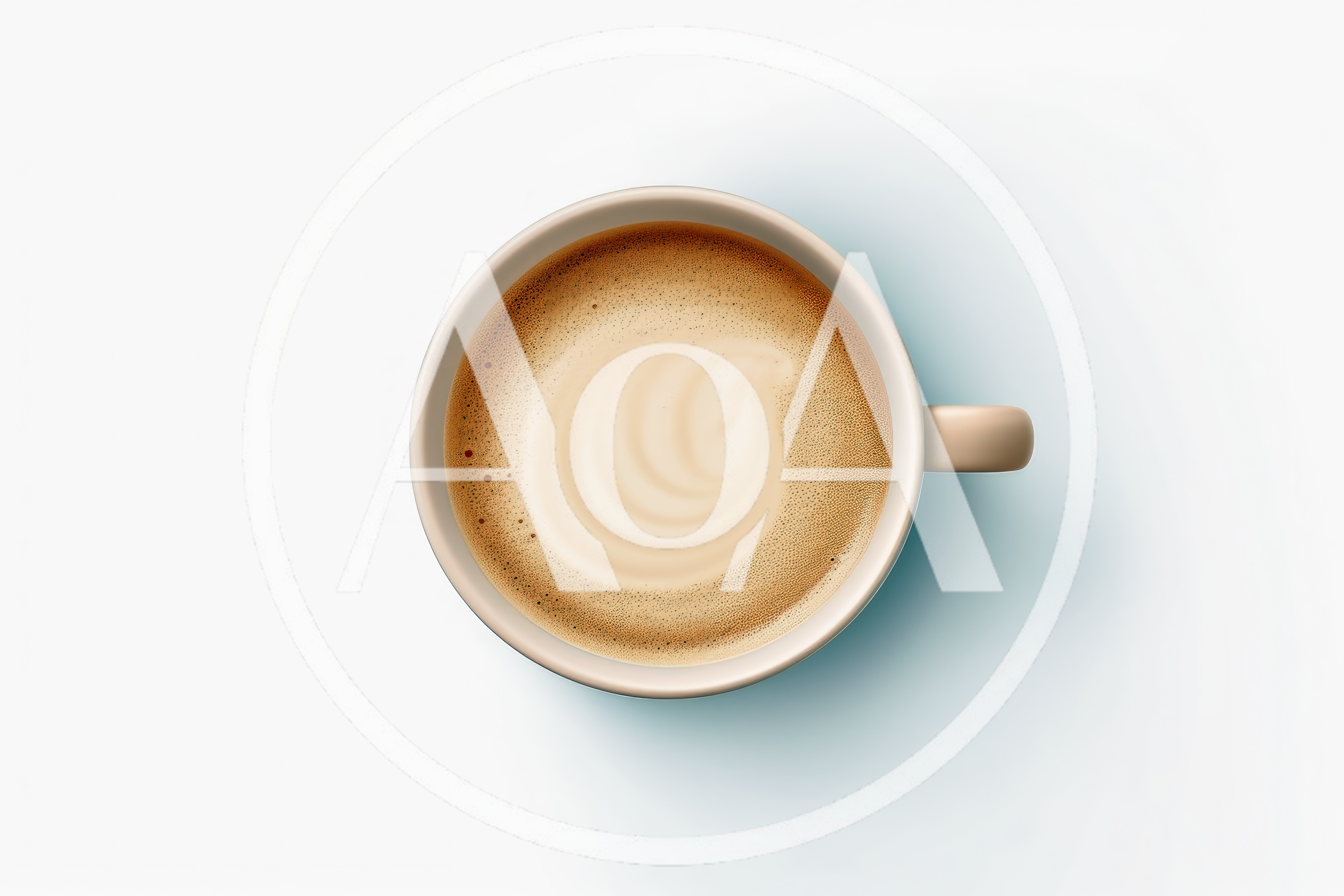 Top View Of A Cup Of Coffee With Latte Art