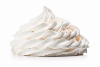 Swirl Of Fresh Whipped Cream On White Background