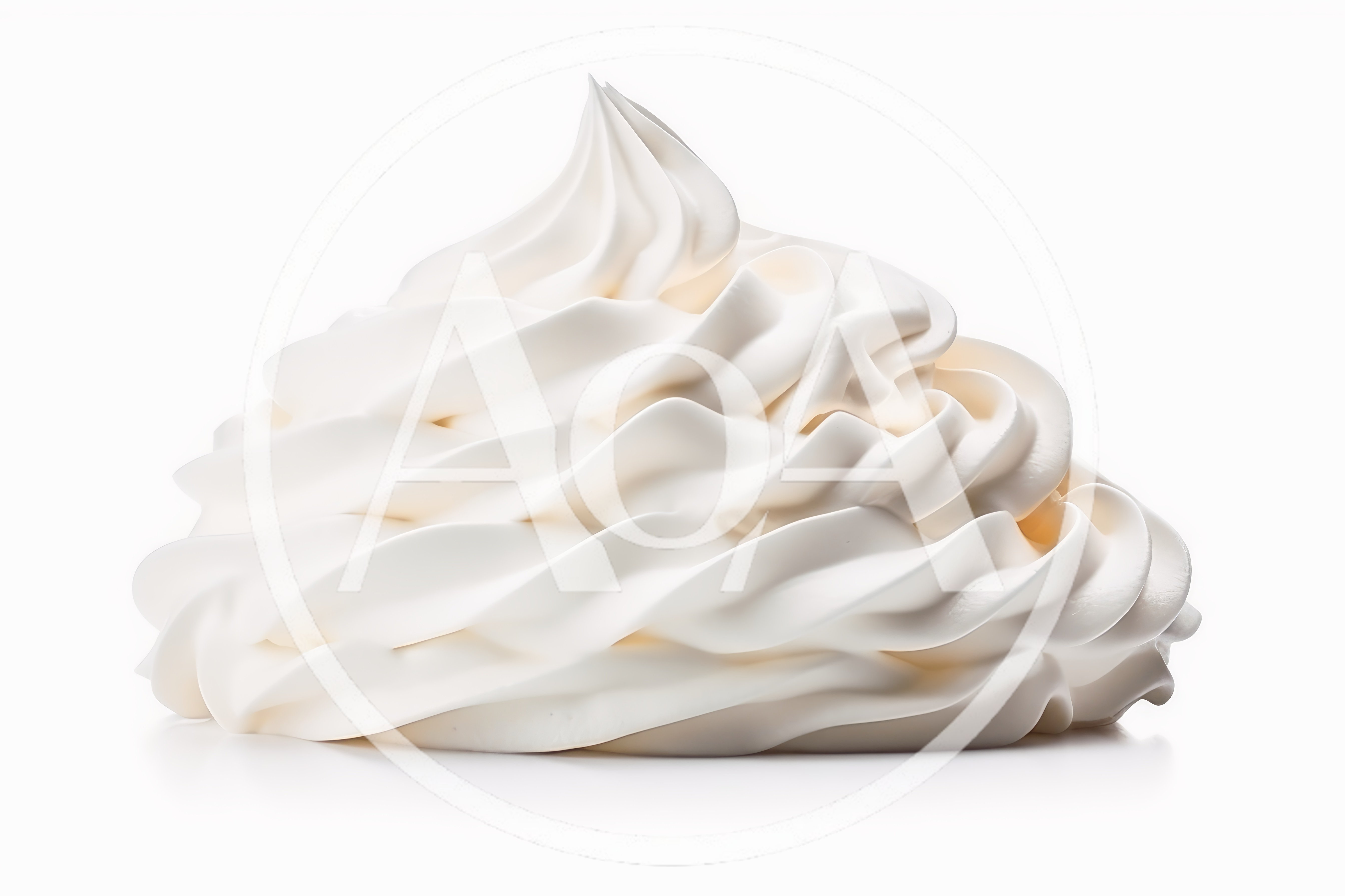 Swirl Of Fresh Whipped Cream On White Background