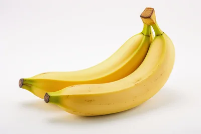 Two Fresh Yellow Bananas on White Background