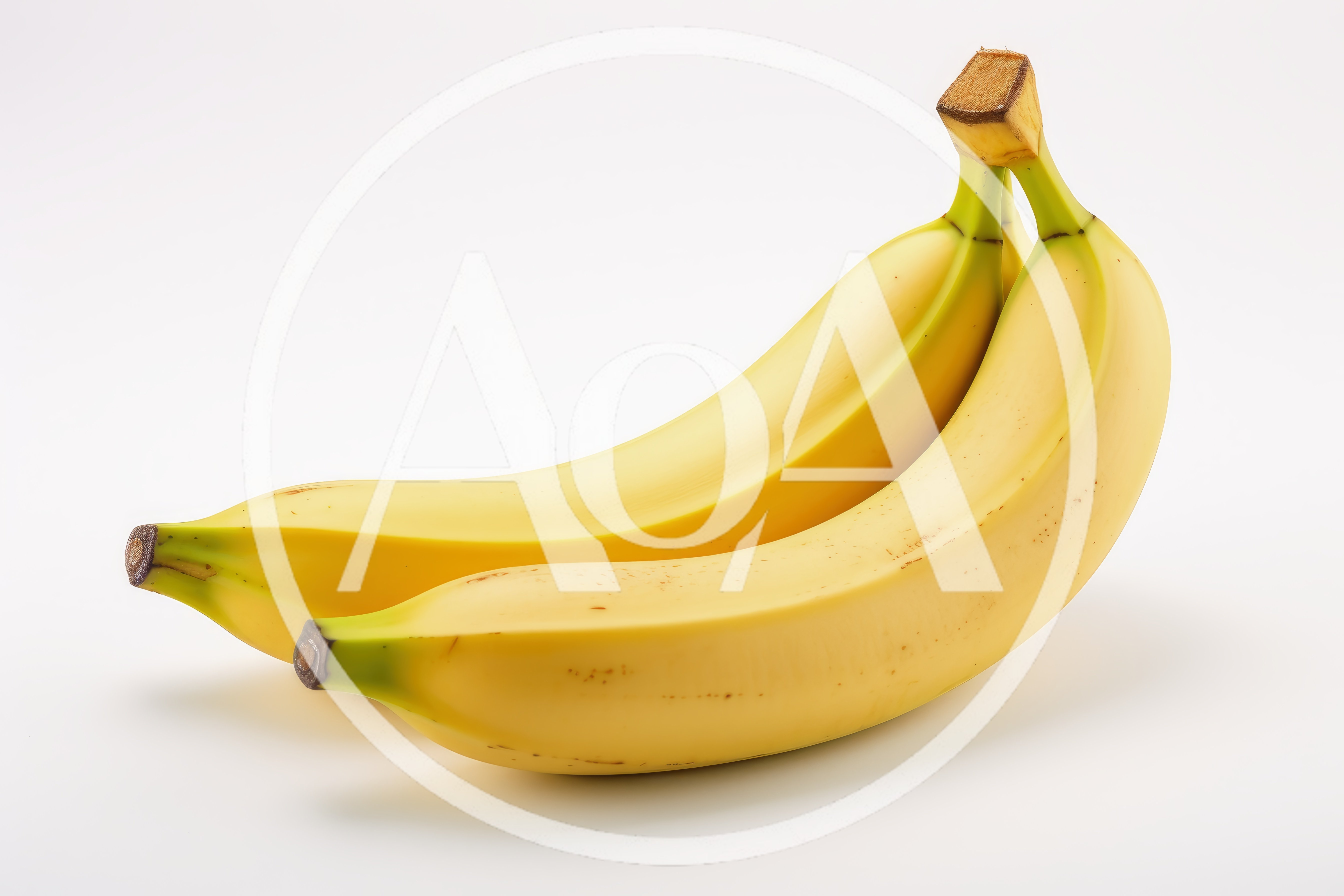 Two Fresh Yellow Bananas on White Background