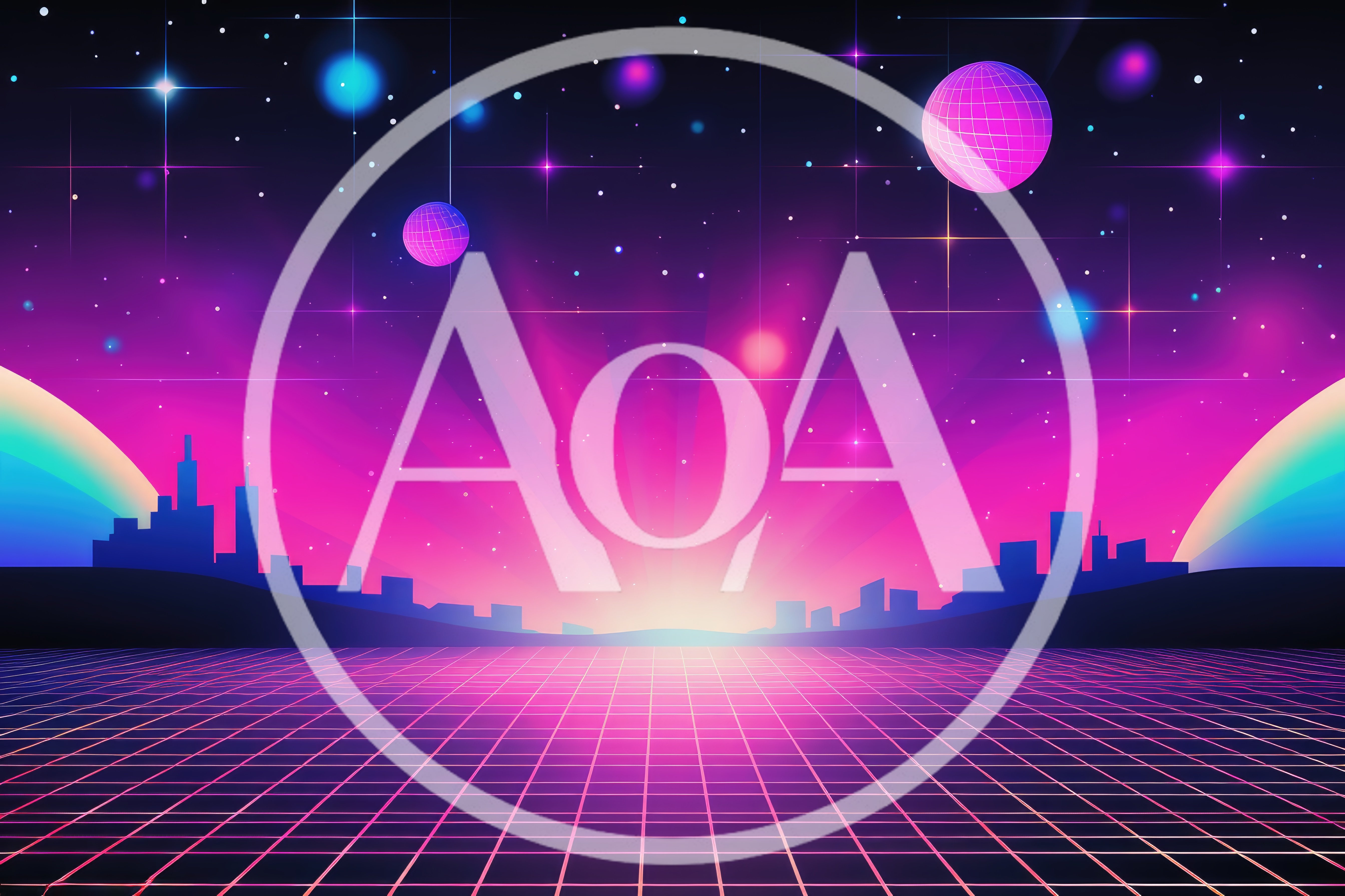 Retro Synthwave Landscape With Glowing Grid And Cityscape