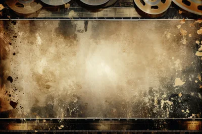 Vintage Film Reel Frame With Grunge Texture Background