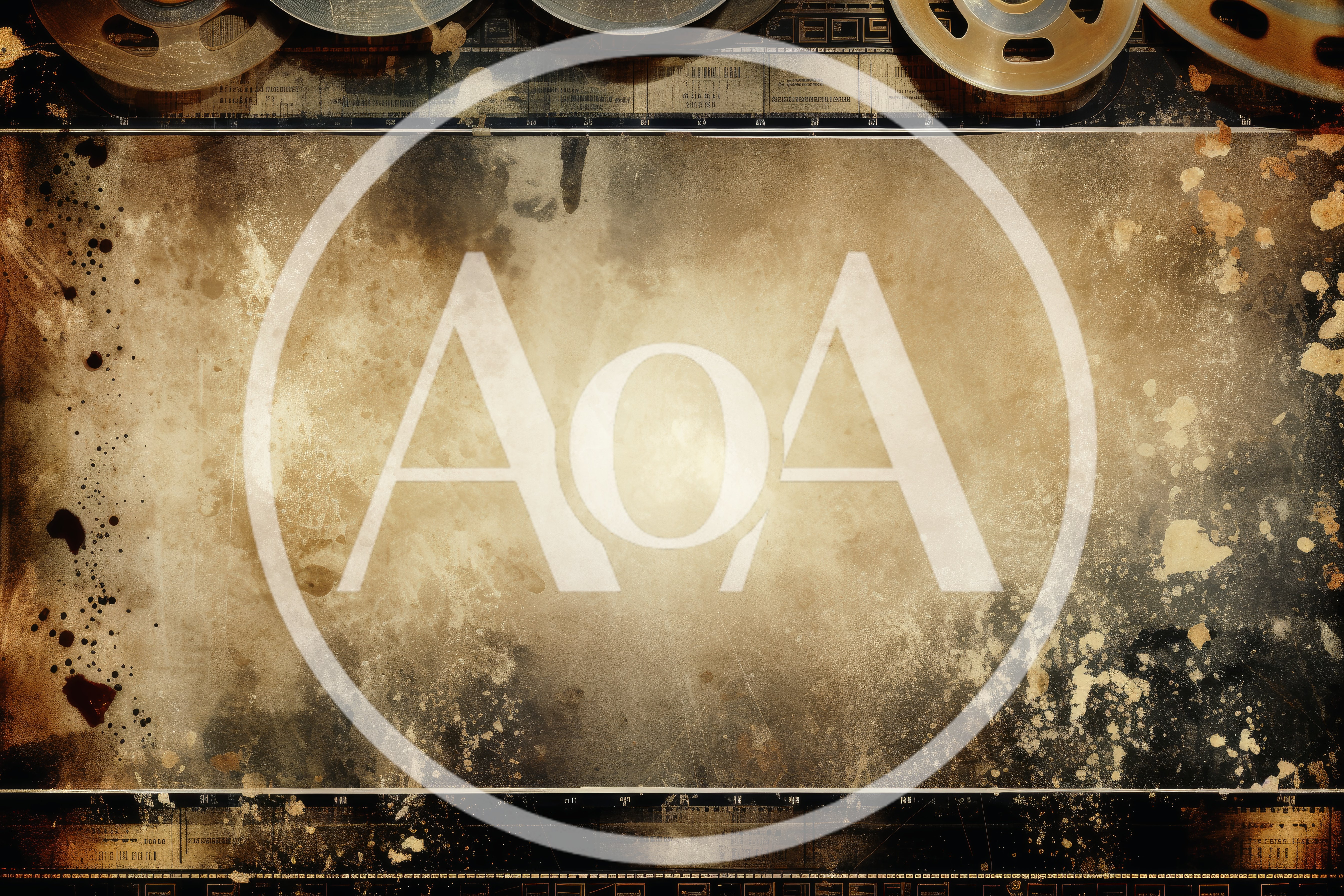 Vintage Film Reel Frame With Grunge Texture Background
