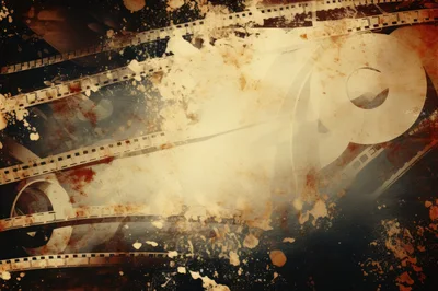 Vintage Film Reel Strips With Grunge Texture Background