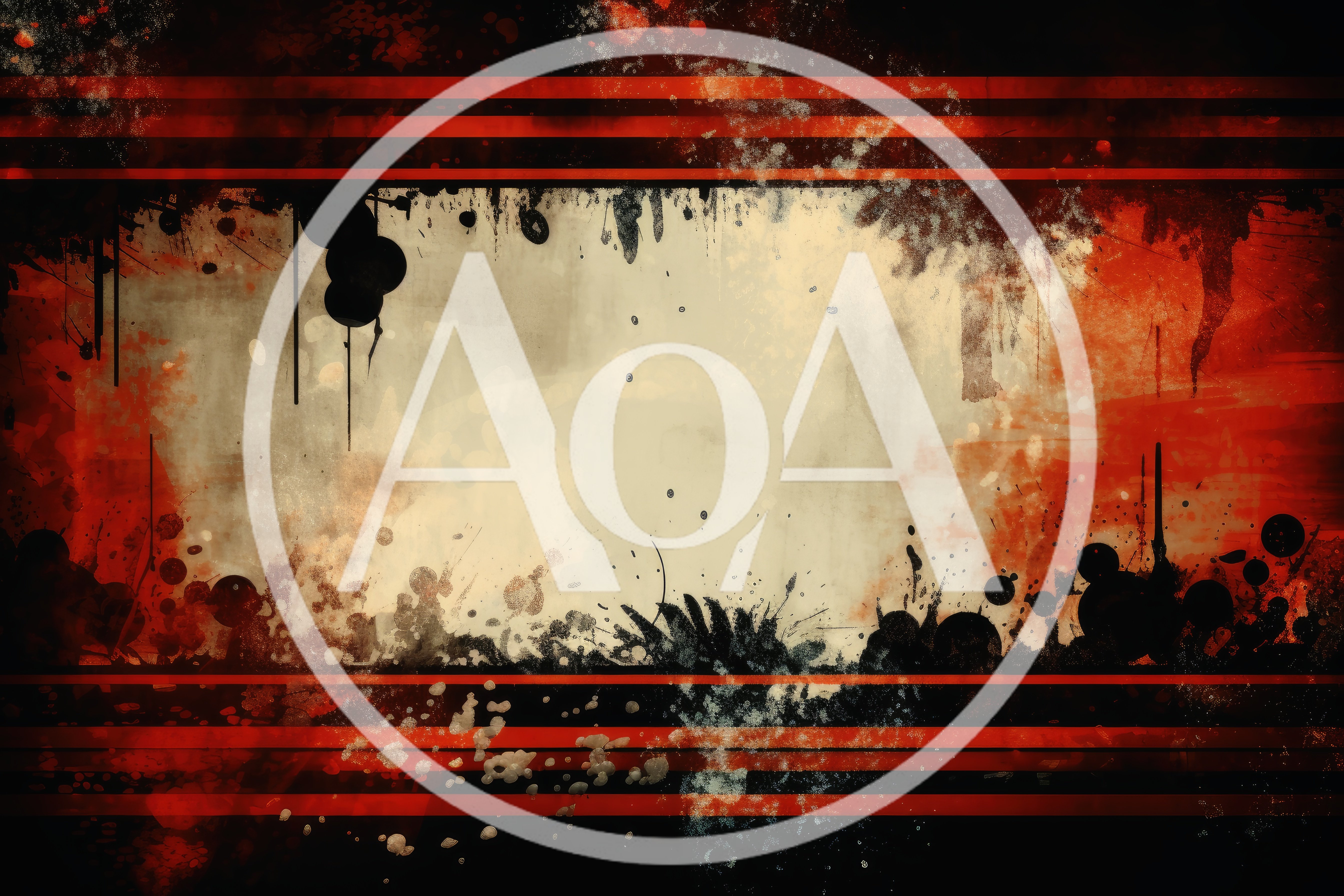Abstract Grunge Background With Red Stripes And Ink Splatters