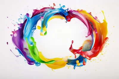 Vibrant Multi-Colored Paint Splash Circular Frame