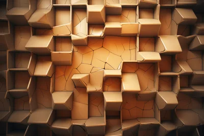 Abstract 3D Geometric Cubes With Cracked Texture