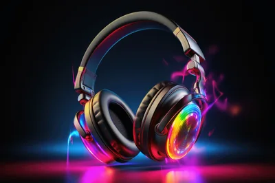 Glowing Neon Headphones With Vibrant Light Effects