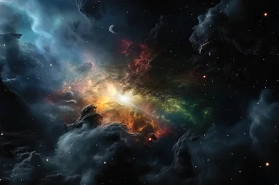 Vibrant Cosmic Nebula With Glowing Central Star