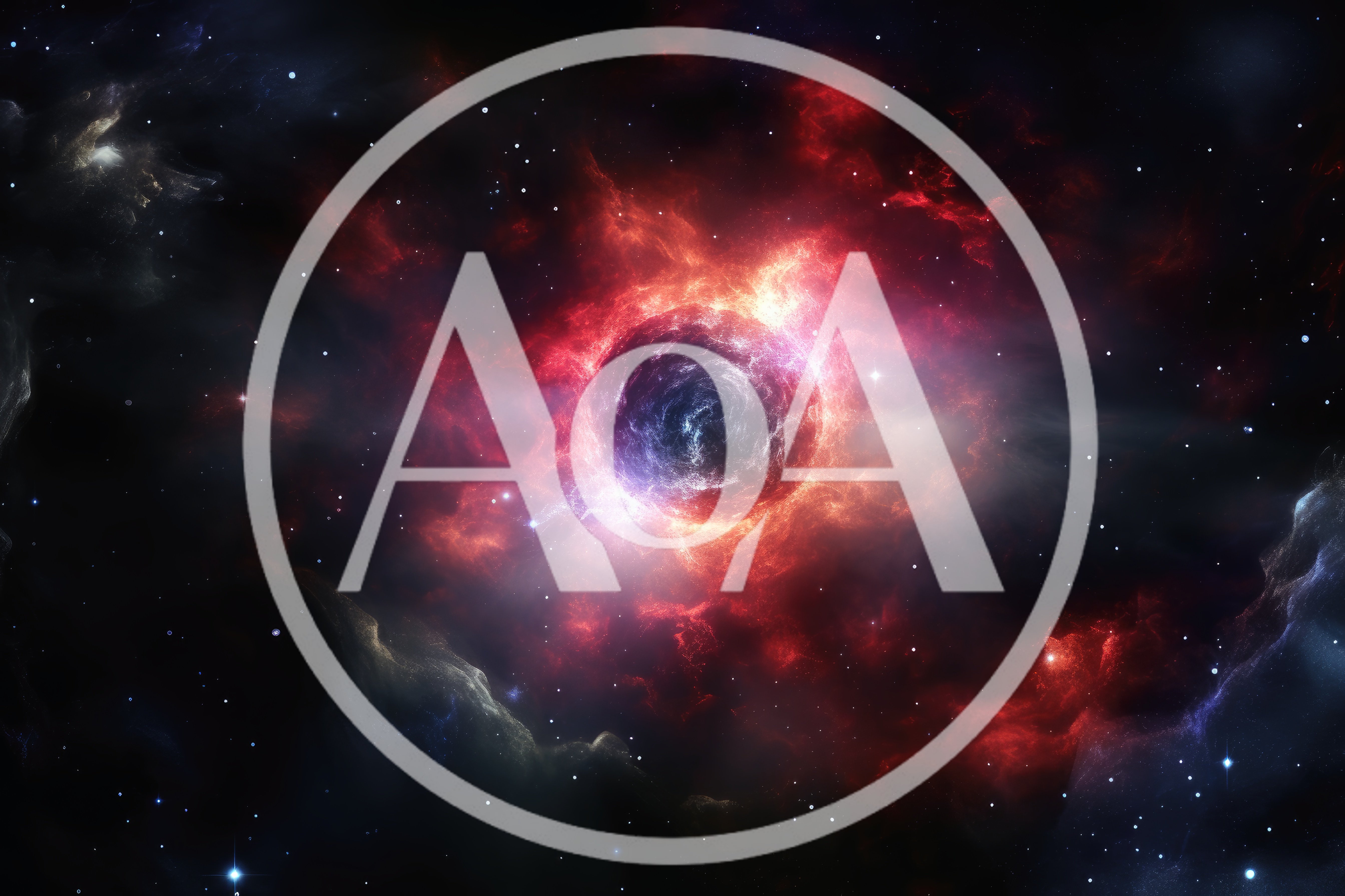 Cosmic Black Hole Surrounded By Glowing Red Nebula