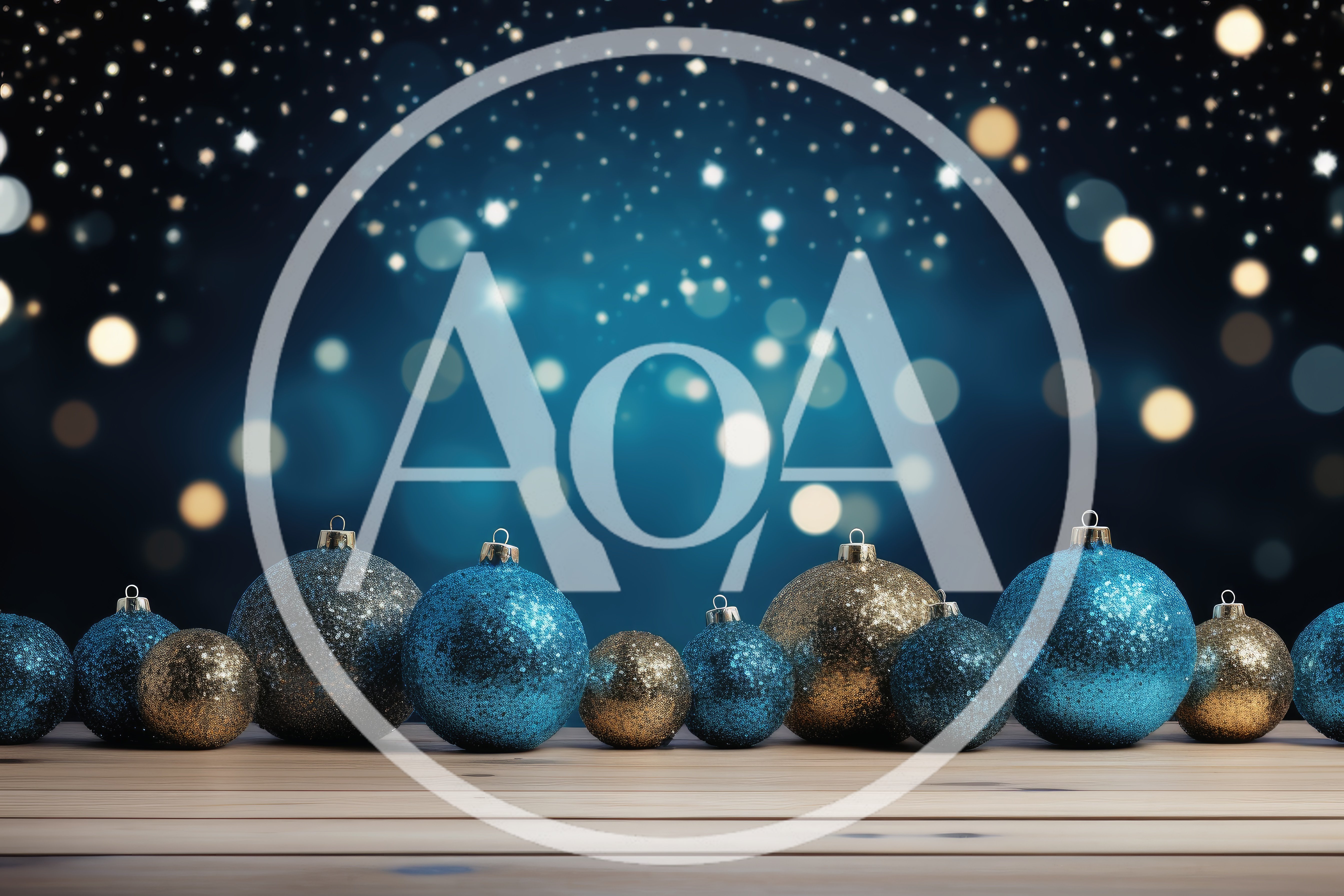Glittering Christmas Ornaments on Wooden Surface