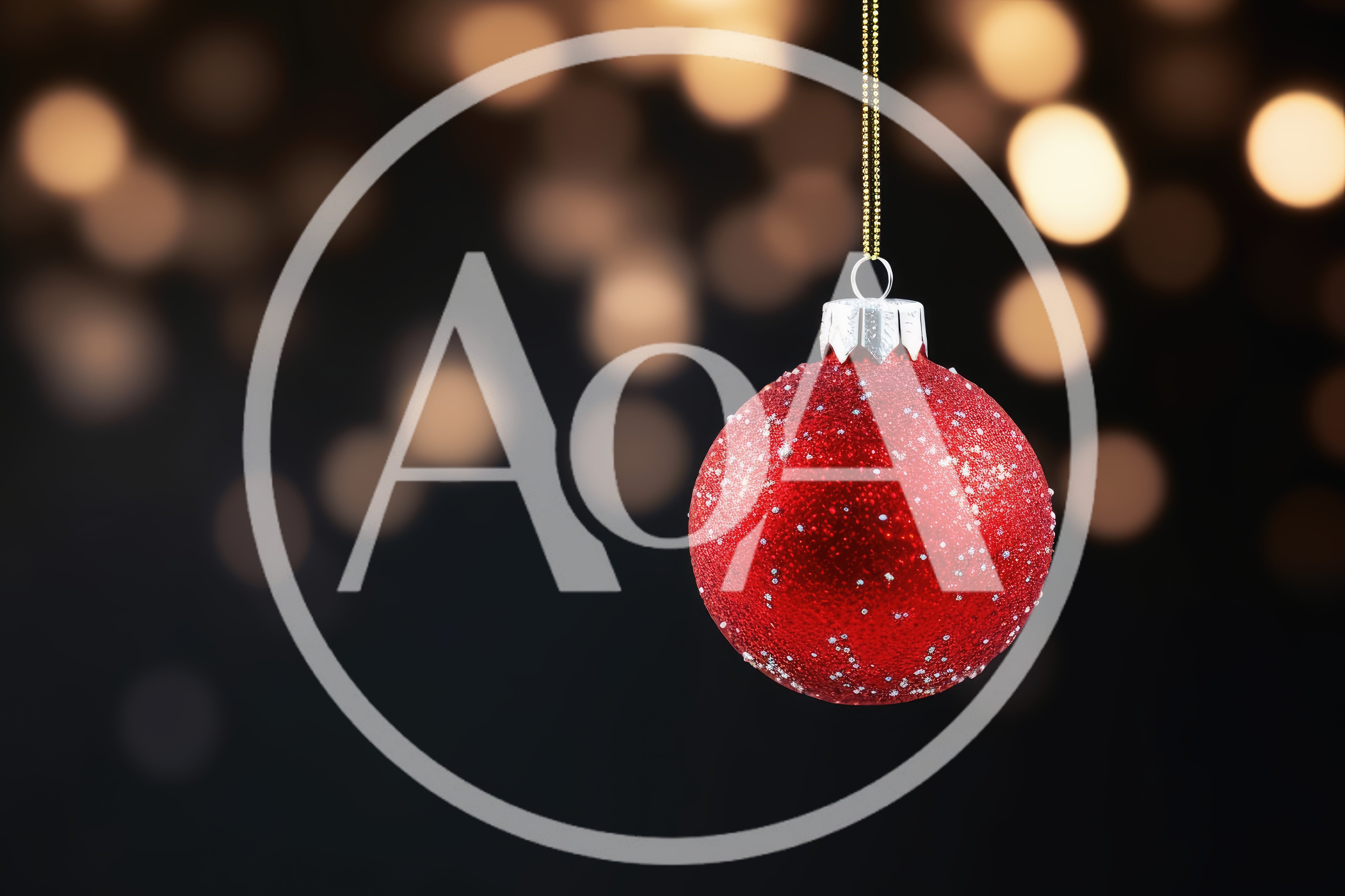 Red Glitter Christmas Ornament Hanging Against Bokeh Background