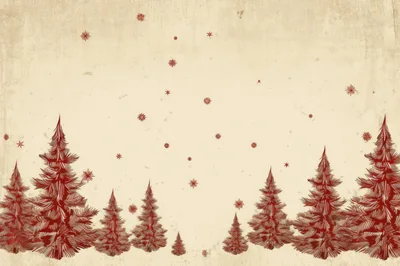 Vintage Christmas Background With Red Pine Trees