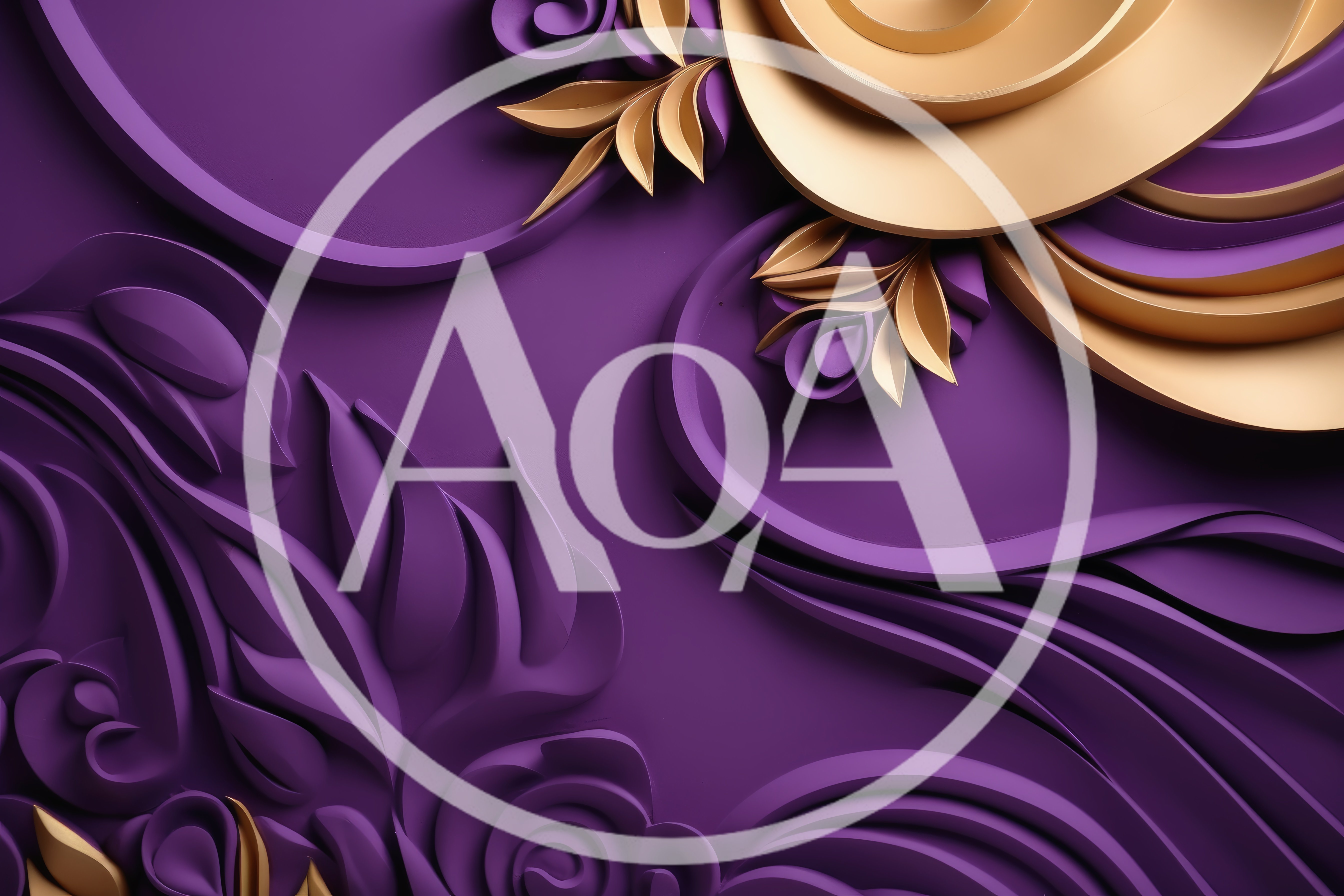Abstract 3D Floral Background With Purple And Gold