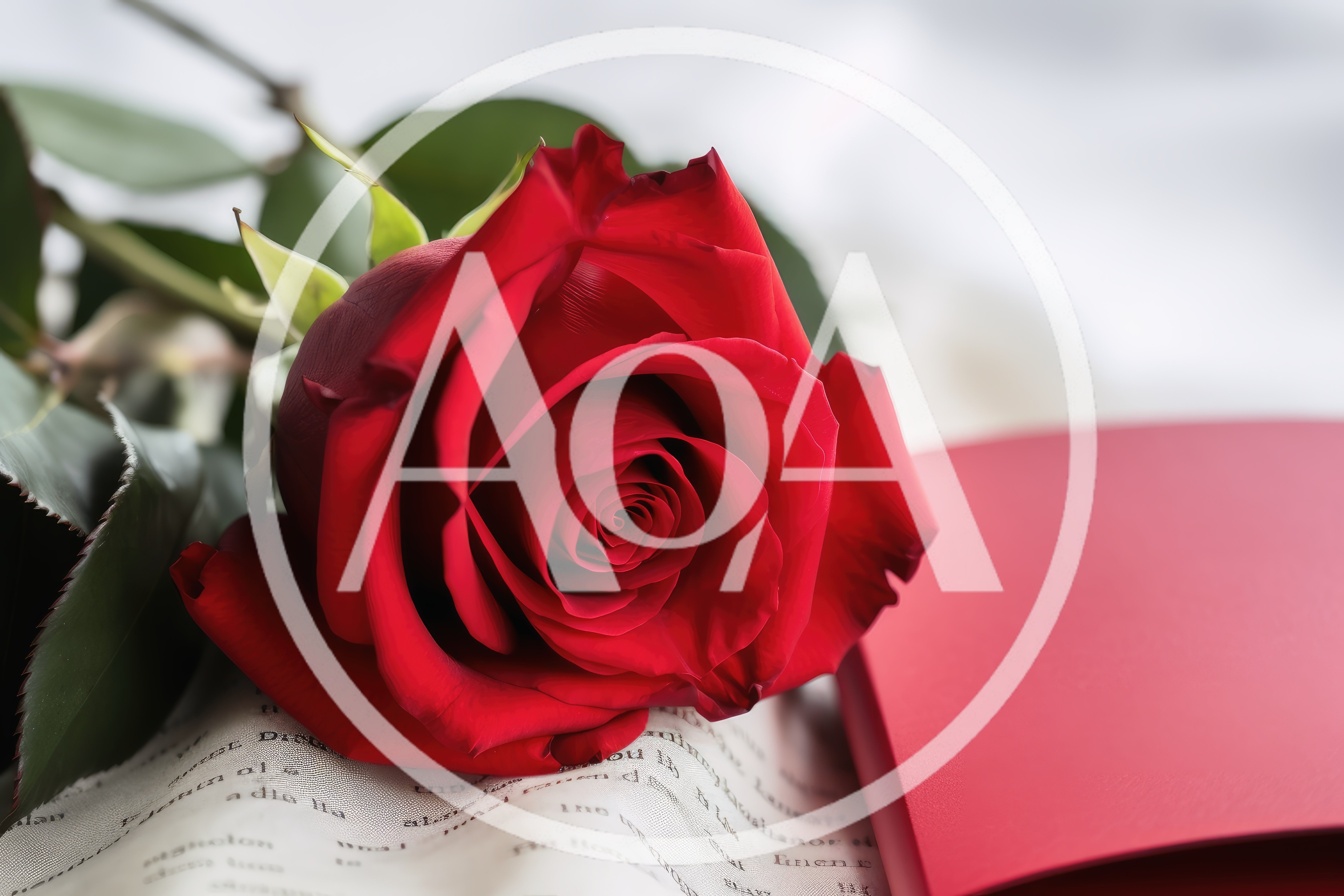 Single Red Rose Resting On An Open Book