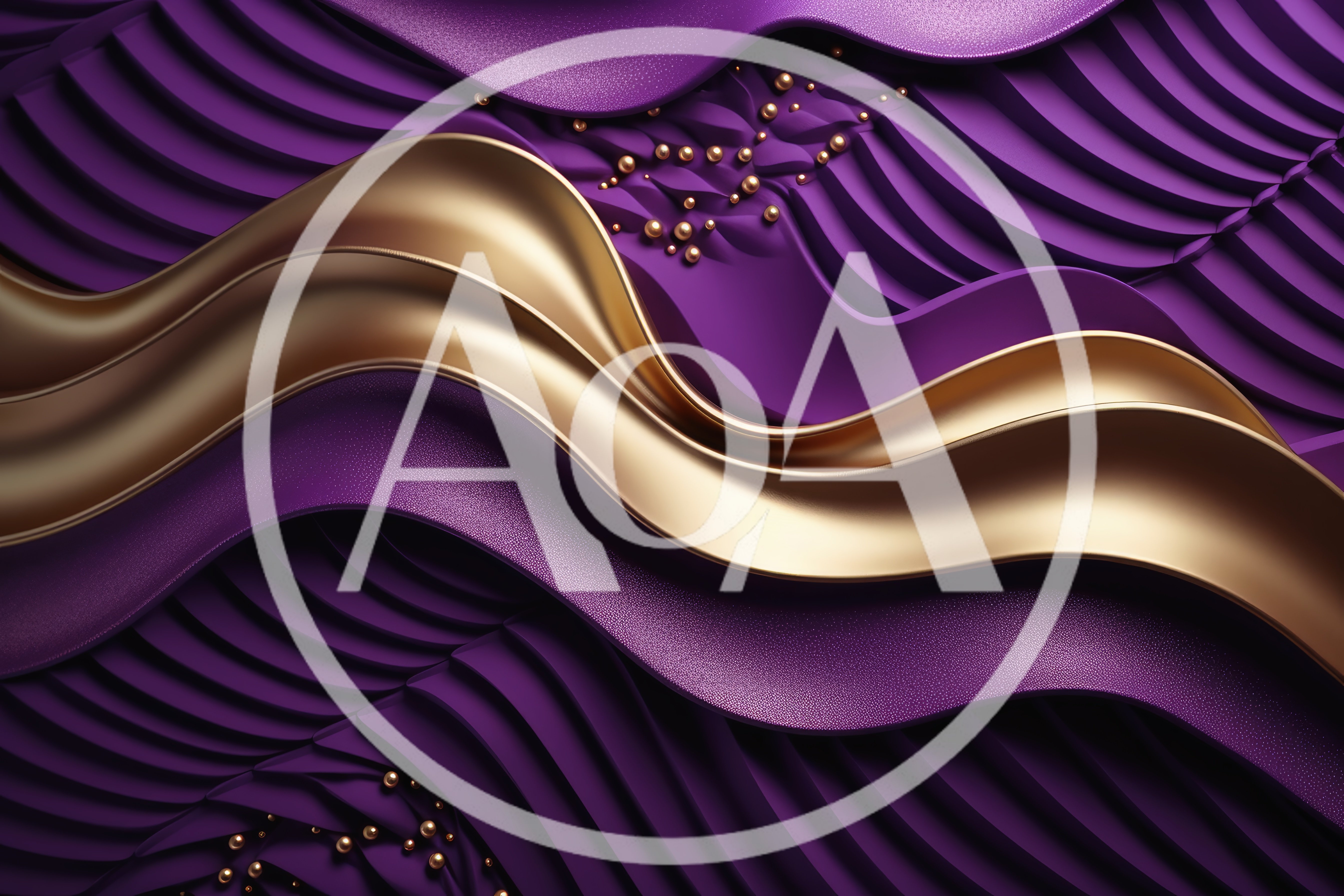 Abstract Purple And Gold Wavy 3D Background