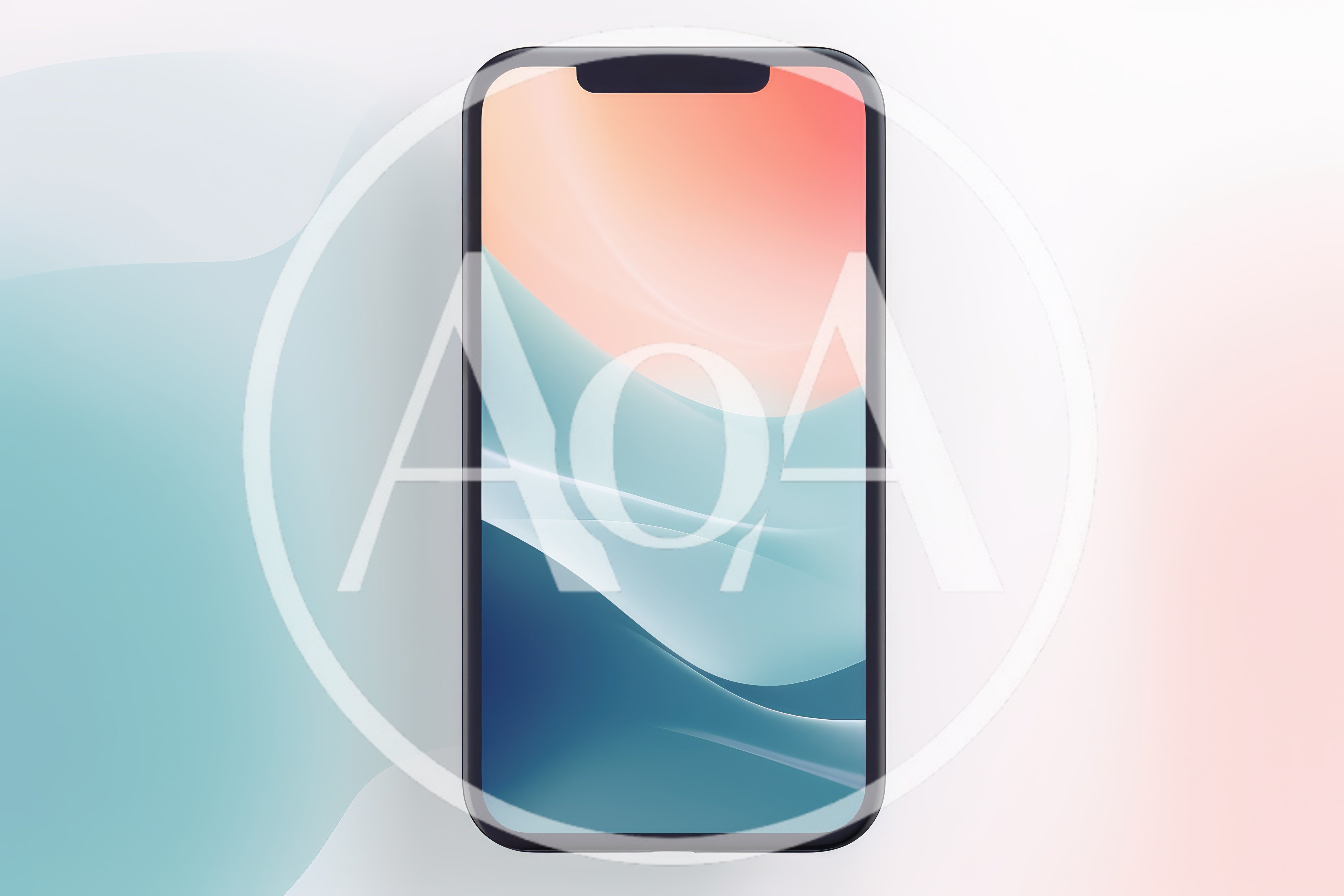 Modern Smartphone With Abstract Gradient Wallpaper Display