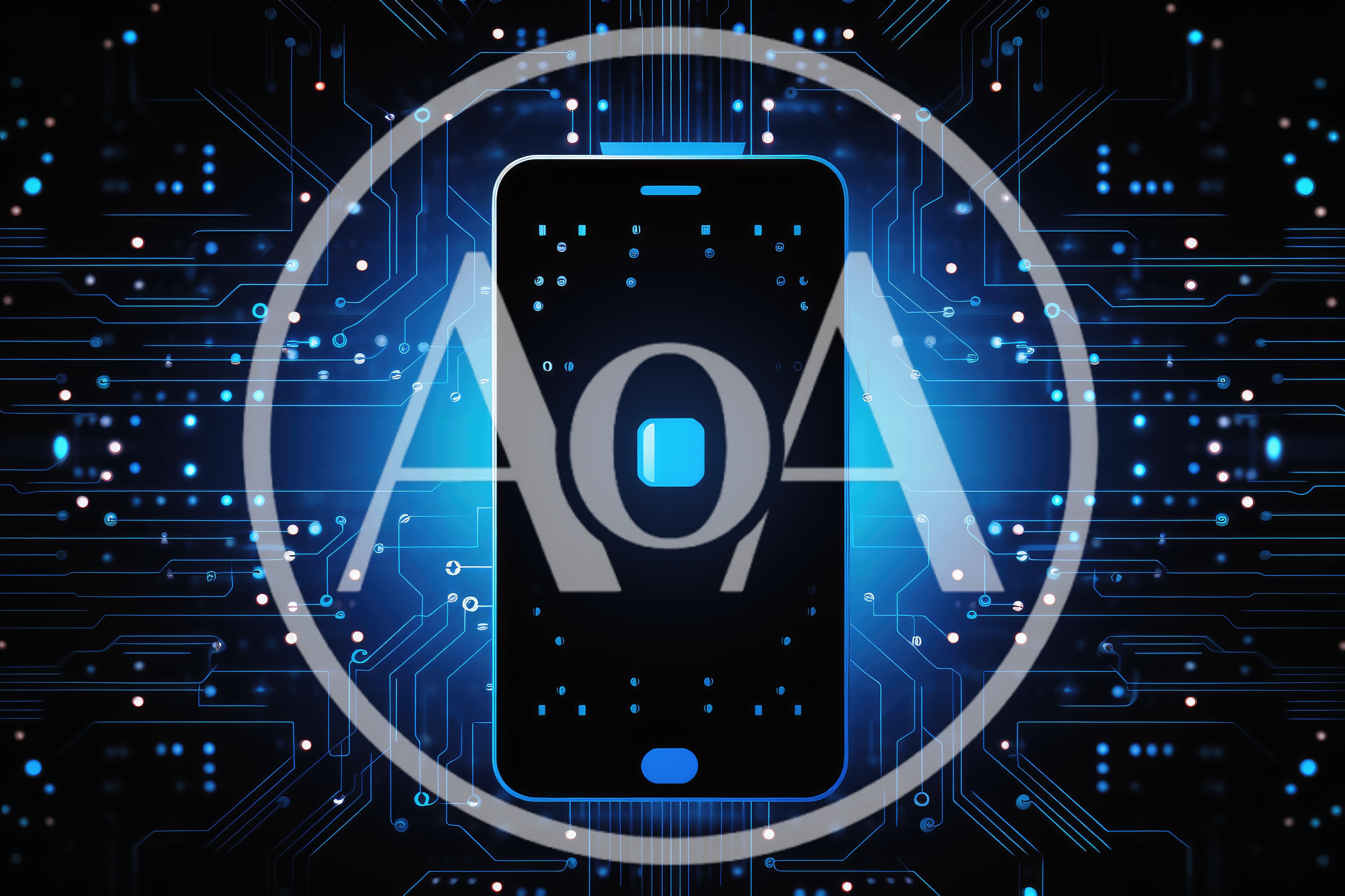 Digital Smartphone Icon With Glowing Circuit Board Background