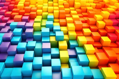 Abstract 3D Background With Colorful Rising Cubes