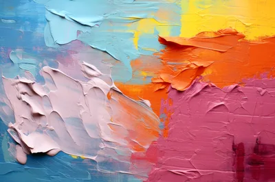 Abstract Oil Painting With Thick Impasto Texture