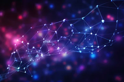 Abstract Digital Network Connection With Glowing Nodes