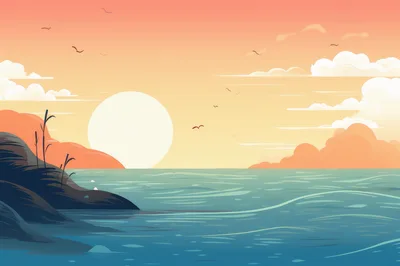 Serene Sunset Over A Calm Ocean Landscape