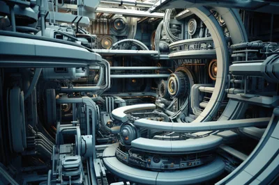 Futuristic Sci-Fi Industrial Complex With Intricate Mechanical Structures