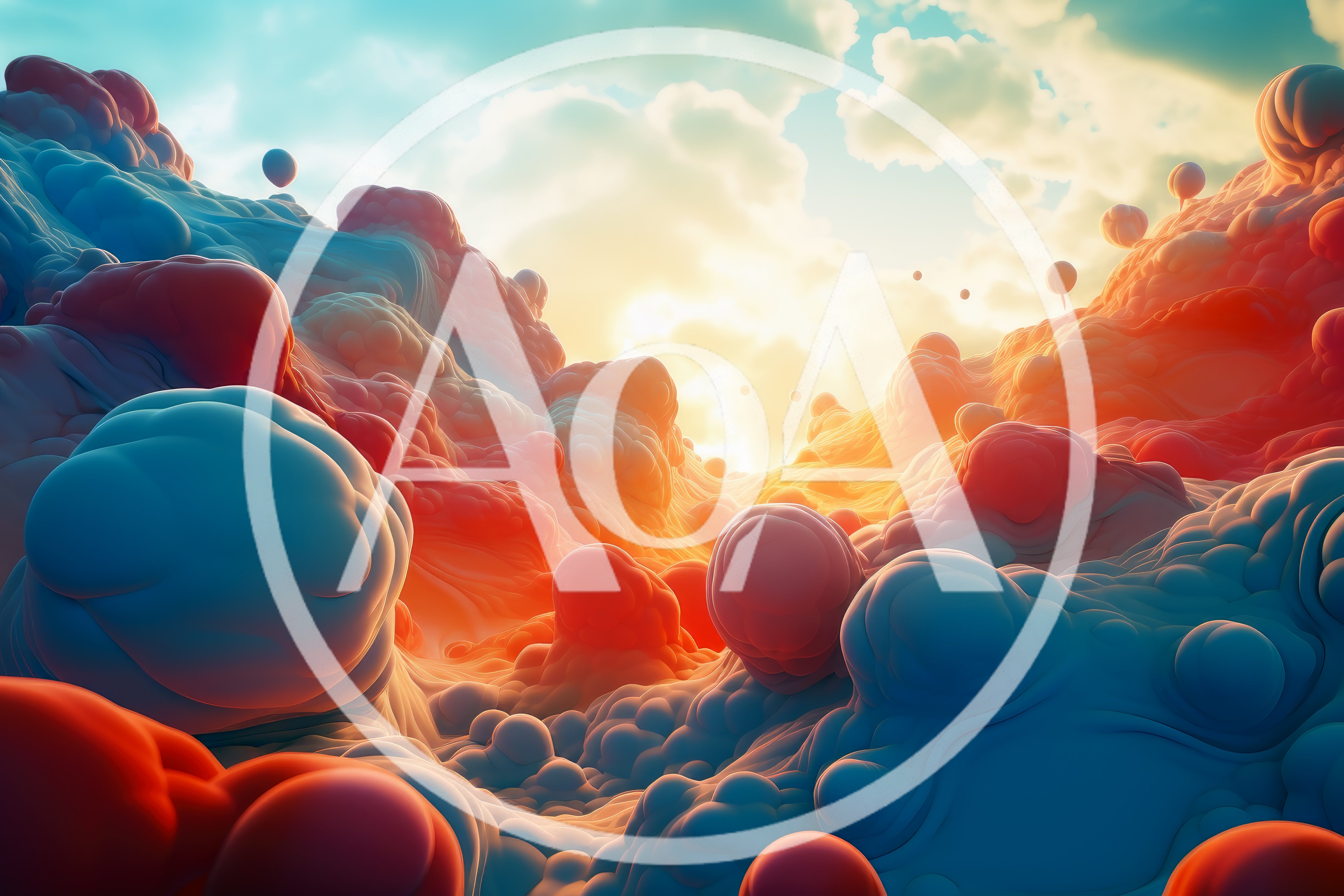 Abstract Surreal Landscape Of Floating Organic Spheres
