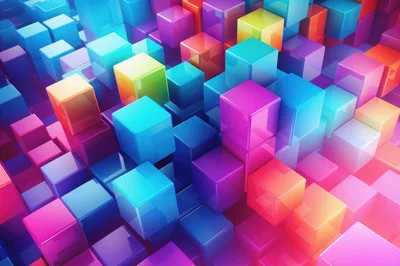 Abstract 3D Background With Colorful Glossy Cubes