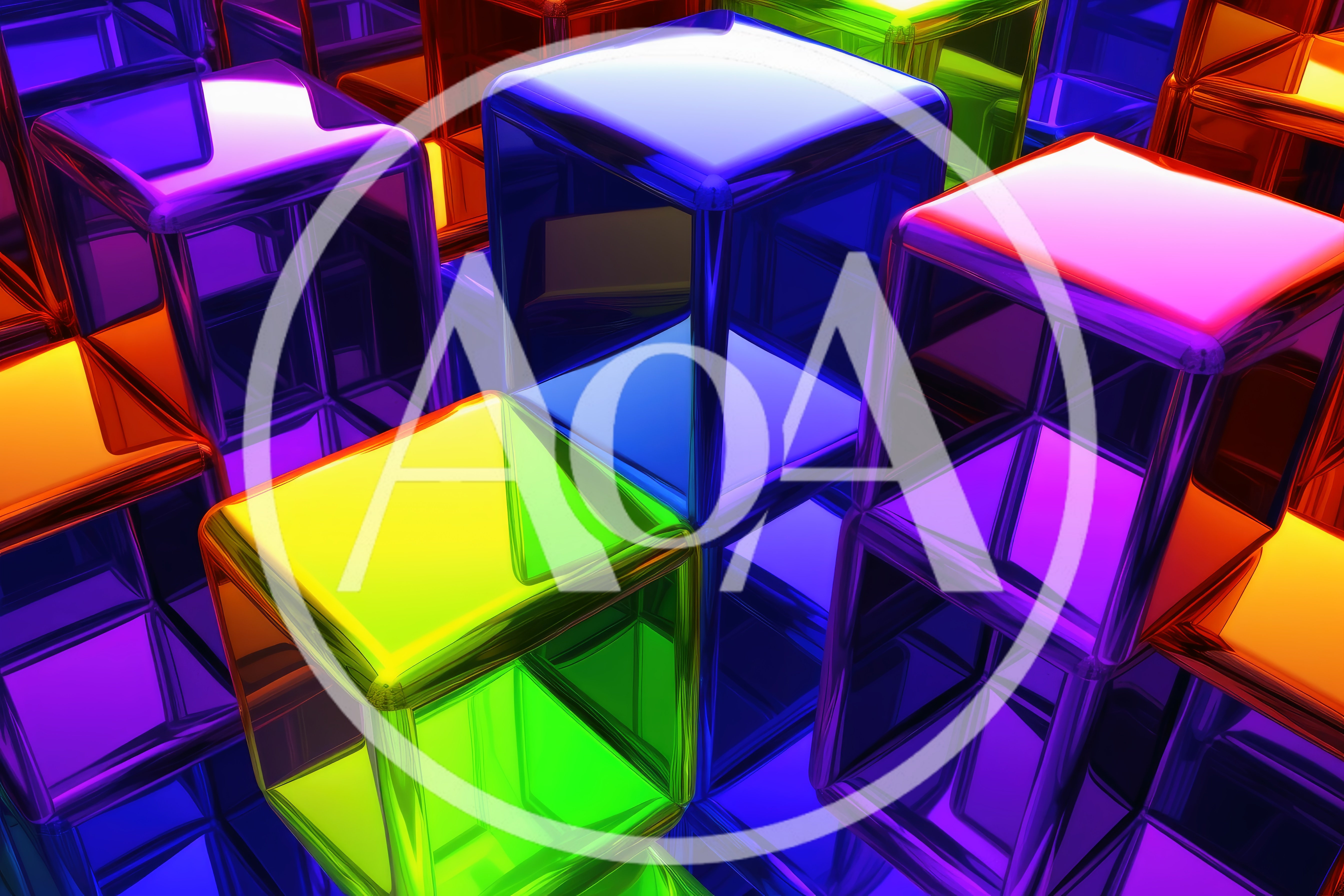 Abstract 3D Render Of Colorful Glossy Cubes