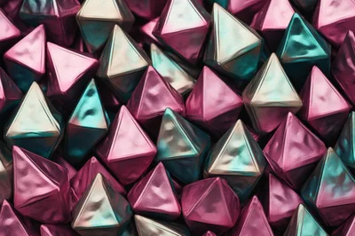 Abstract Geometric Shapes With Metallic Pink And Teal Finish