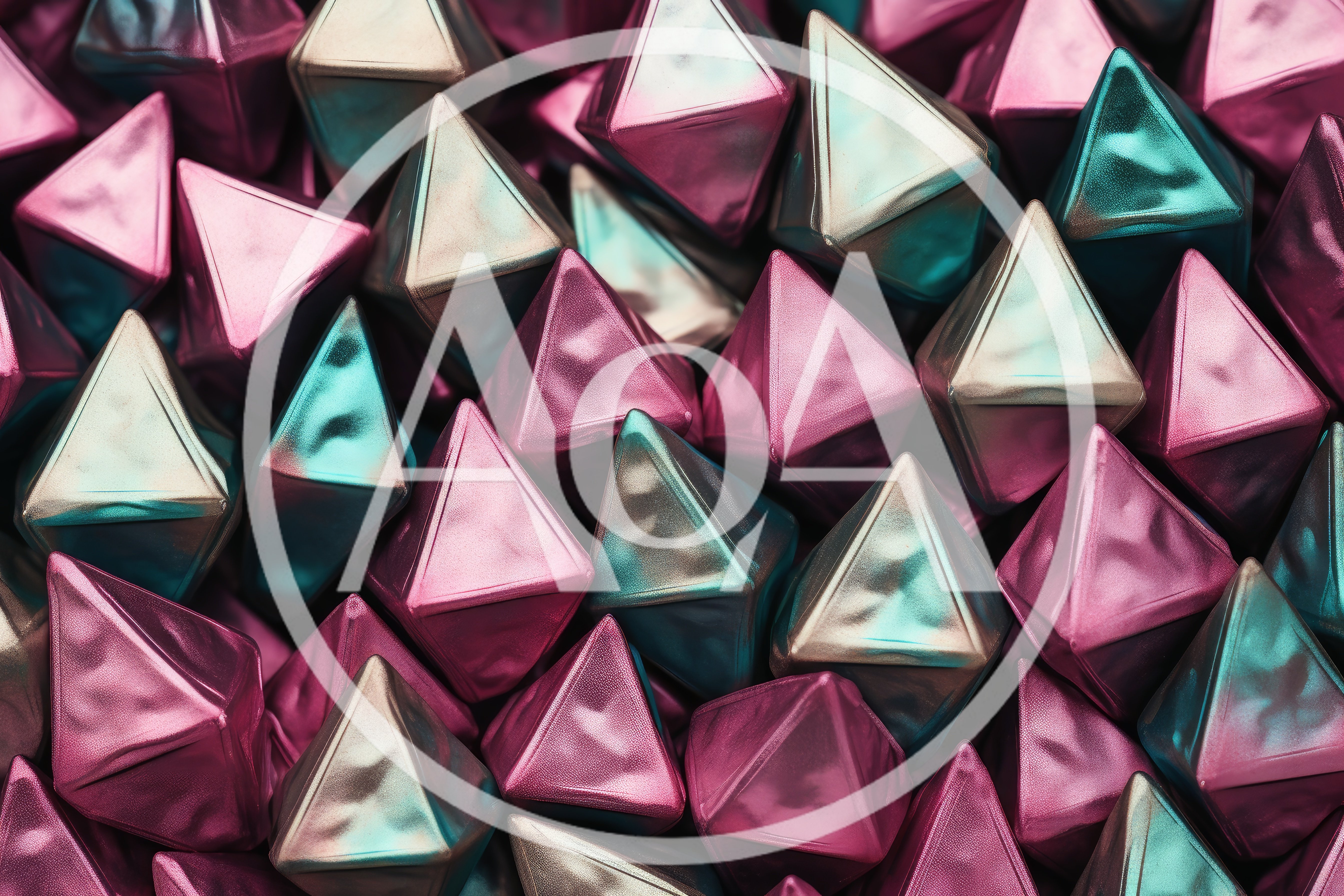 Abstract Geometric Shapes With Metallic Pink And Teal Finish